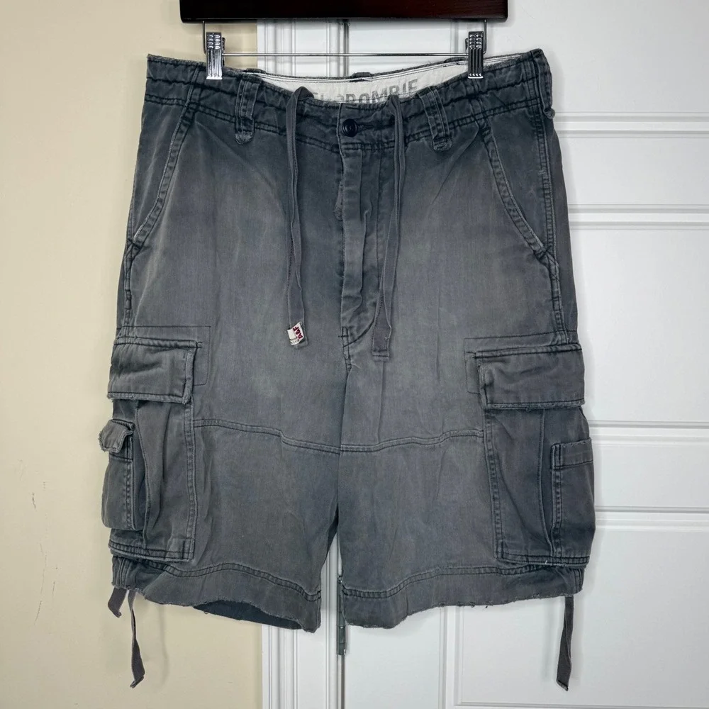 Vintage Abercrombie & Fitch Cargo Shorts Mens 33 Gray Distressed Y2K Gorpcore